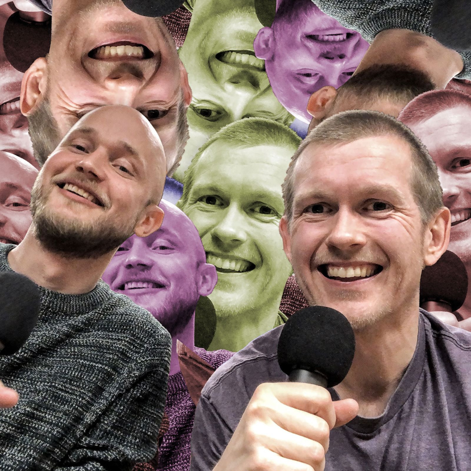Podcastvertene Erling Håmsø og Anders Ekkje Slettebø ler
